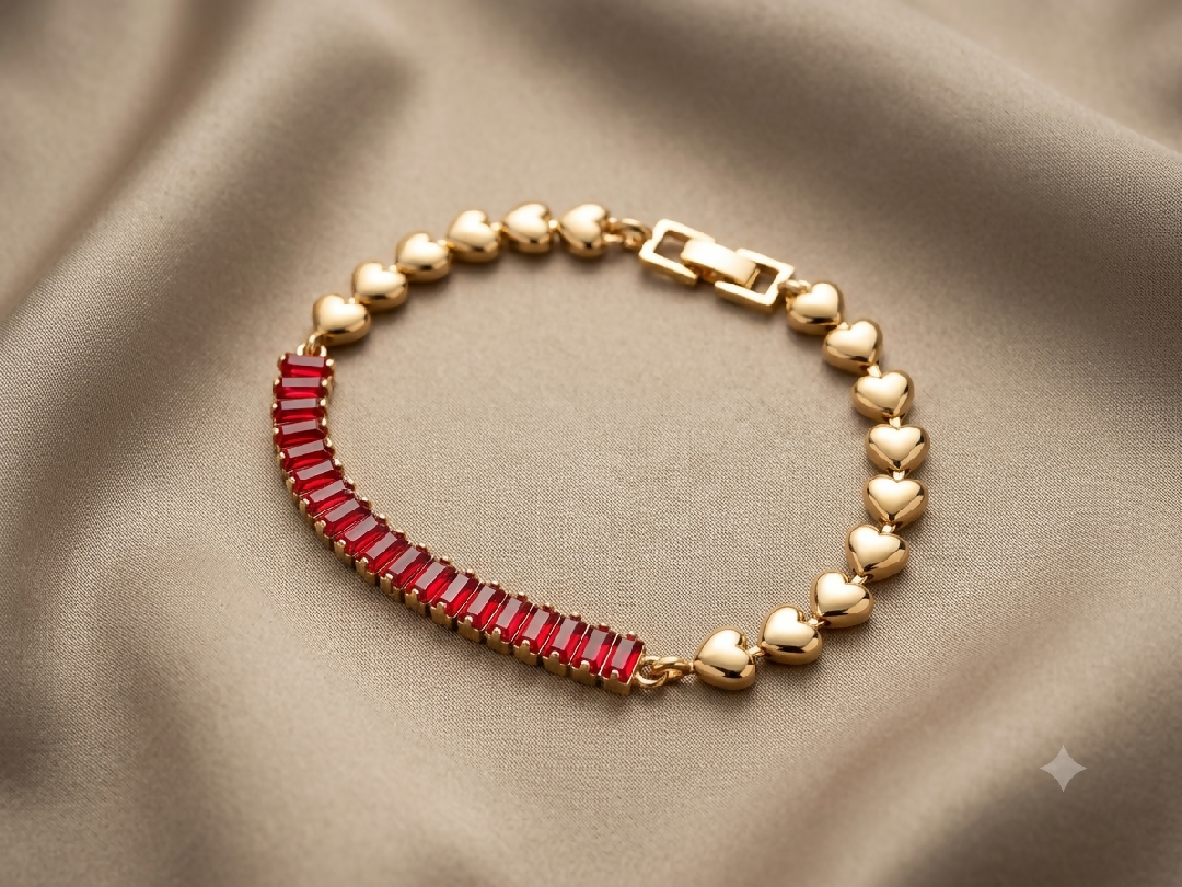 Rose Gold and Ruby-Red Baguette Bracelet