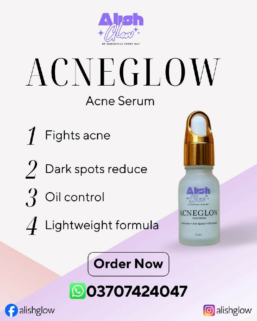 ACNEGLOW Acne Serum by Alish Glow 10ml Anti Acne and Dark Spots Remover Oil Control Face Serum for Oily and Acne Prone Skin