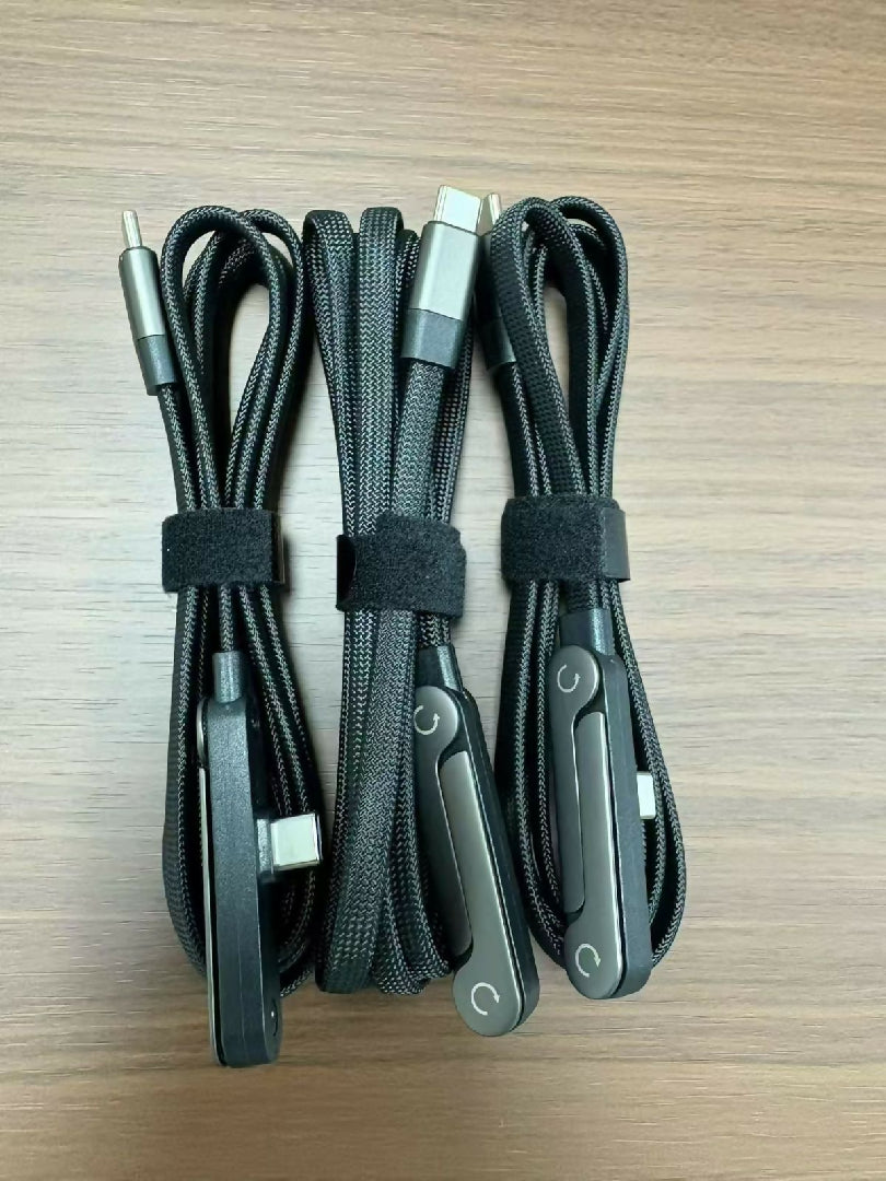 2 in 1 Type-C Fast Charging Cable with Built-in Foldable Mobile Stand Premium Braided Data Cable