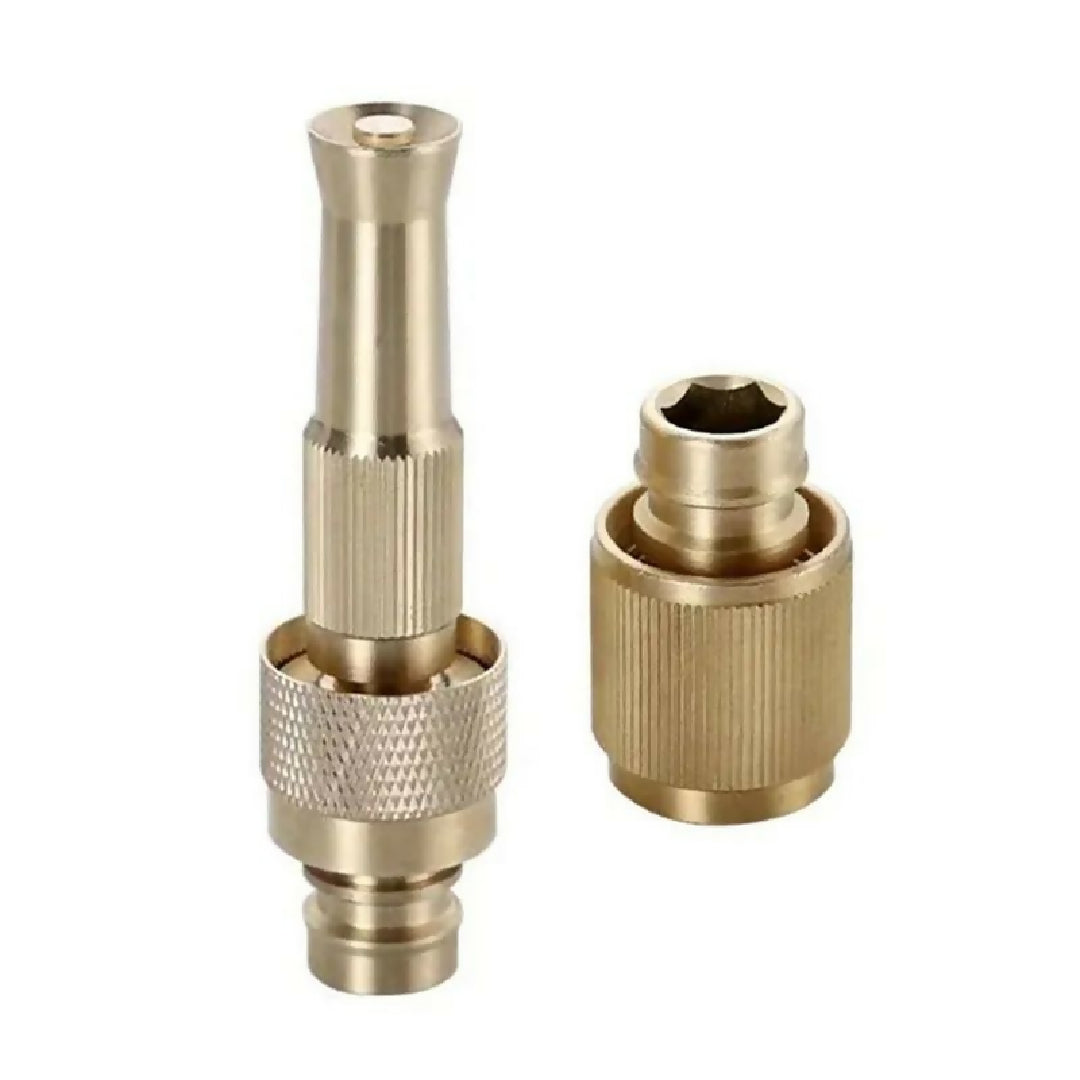 Brass Nozzle Water Spray Gun Jet Hose Nozzles Pipe High Pressure For Car Bike Window Cleaning Sprayer And Plants Gardening Washing (Without Pipe) Golden