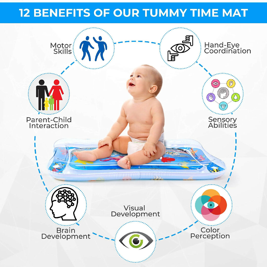 Inflatable Water Play Mat - Premium Baby Toy For Infants - Toddlers Muscle Strengthening - Sensory Development