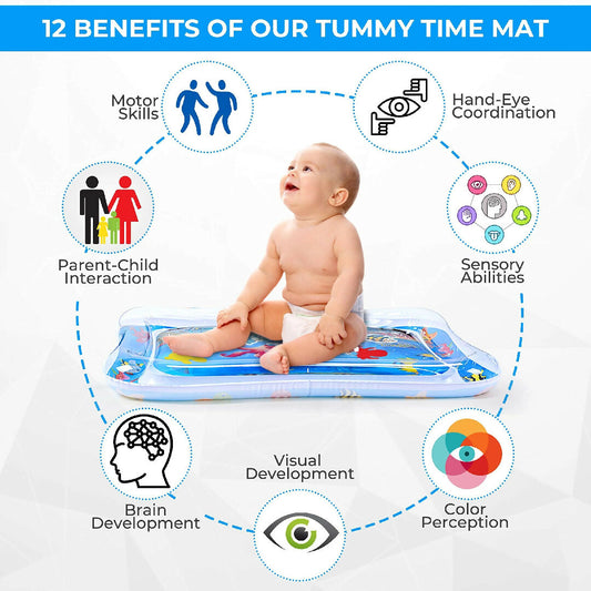 Inflatable Water Play Mat - Premium Baby Toy For Infants - Toddlers Muscle Strengthening - Sensory Development