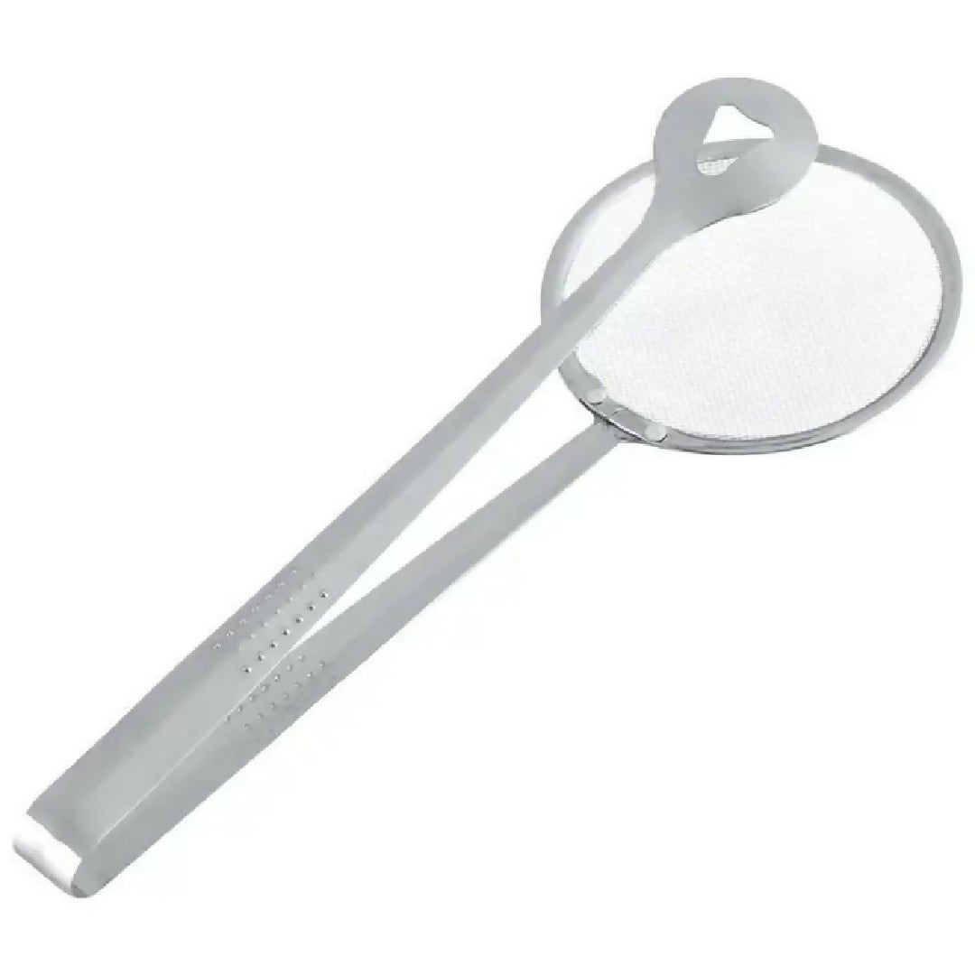 Fry Tool Filter Spoon Strainer With Clip Oil Frying BBQ Filter Stainless Steel Mesh Strainer Kitchen Tool Frying Mesh Colander Quick Strain Stainless Steel Tong Colander BEST HIGH QUALITY