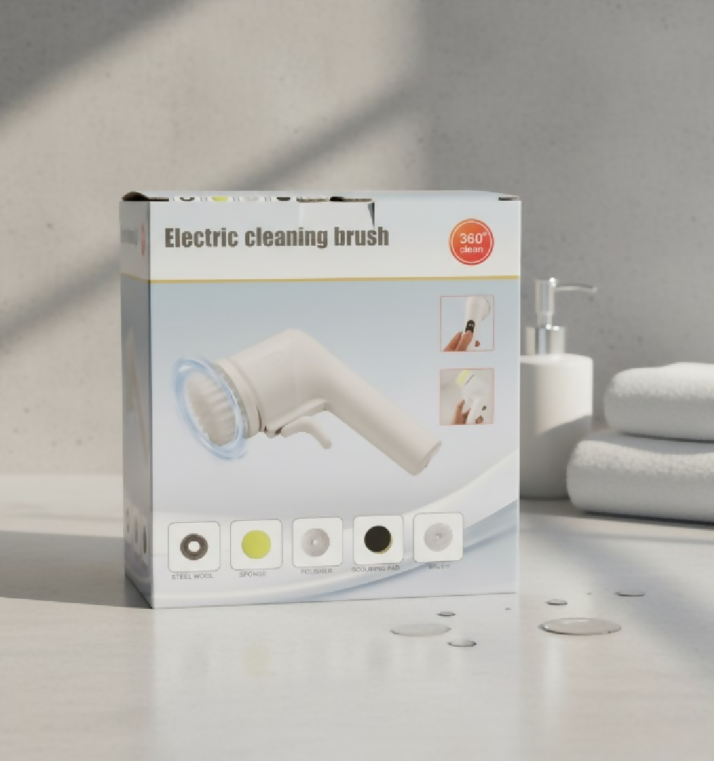 Electric Cleaning Brush With Multiple Attachments For Efficient Home Cleaning 360 Rotating Scrubber With Sponge Brush And Steel Wool Heads