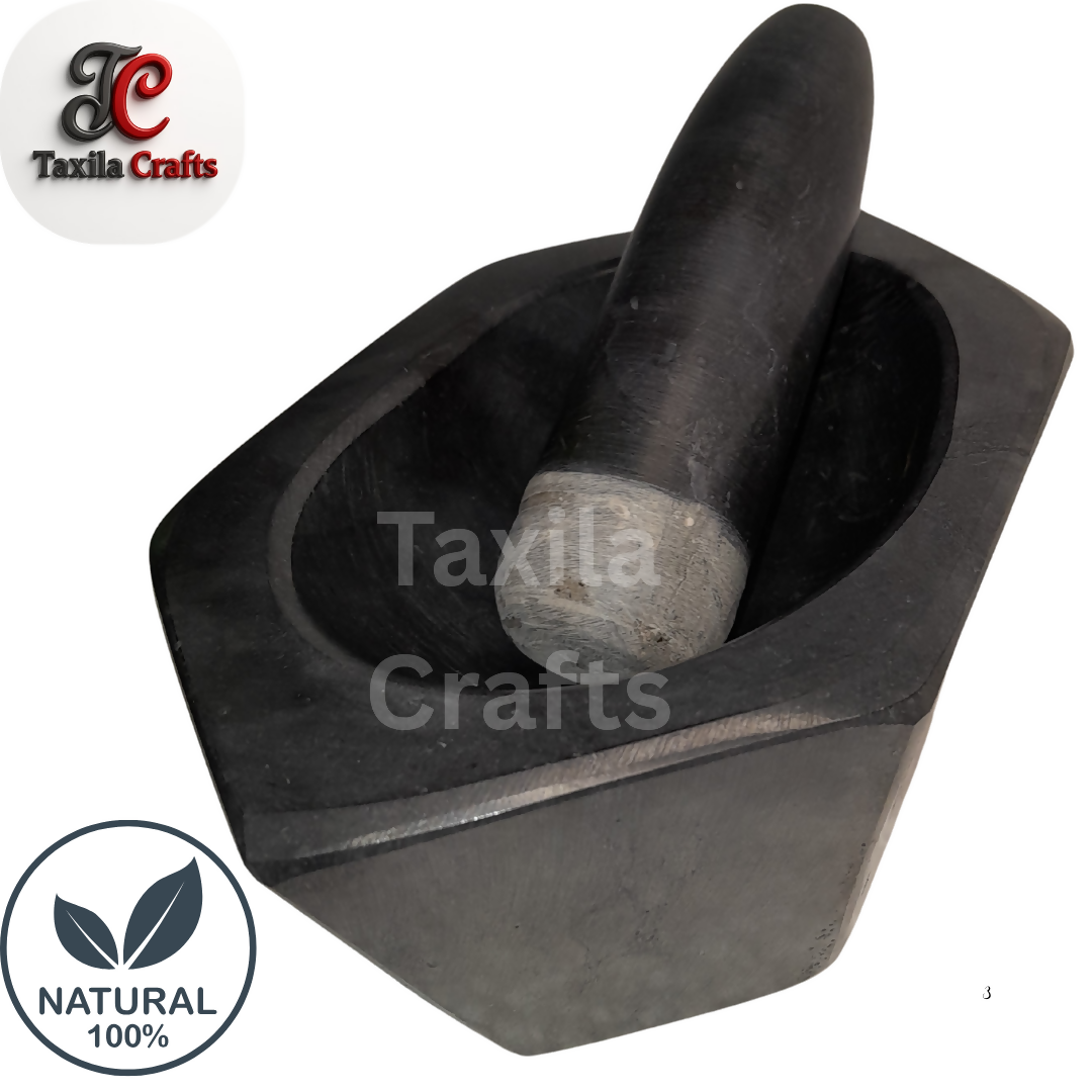 Taxila Crafts 8 Inch Taxila Hills Black Stone Kharal Chattu Watta Langri Danda Handmade