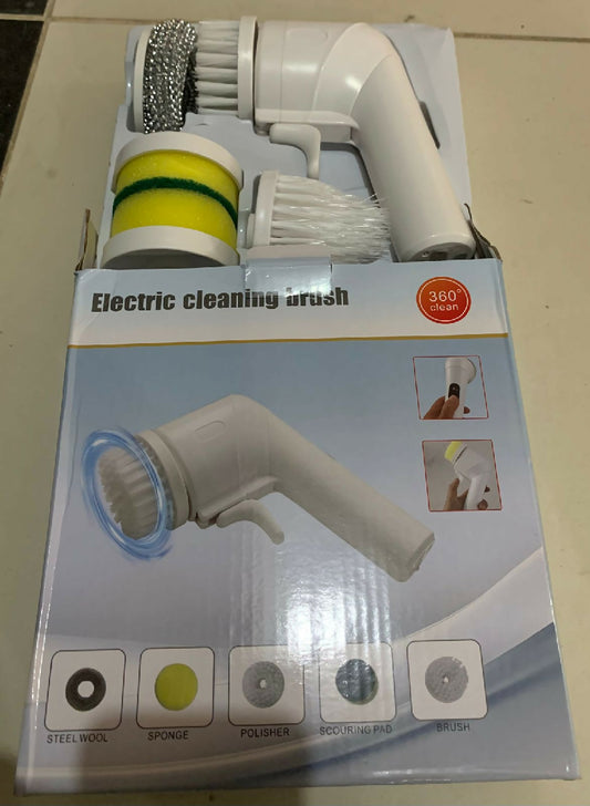 Electric Cleaning Brush With Multiple Attachments For Efficient Home Cleaning 360 Rotating Scrubber With Sponge Brush And Steel Wool Heads