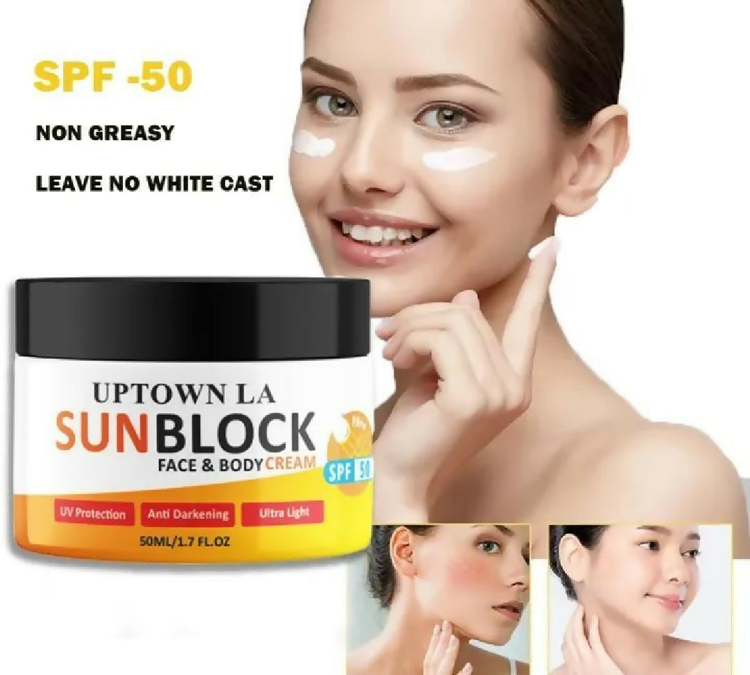Uptown LA Sun Block For Face SPF Protection Lightweight Non Greasy Brightening Skin Care