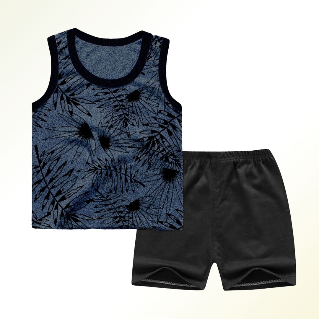 Kids Sandos & Shorts | Pack Of 3 | Printed Lines, Flowers & Doodles