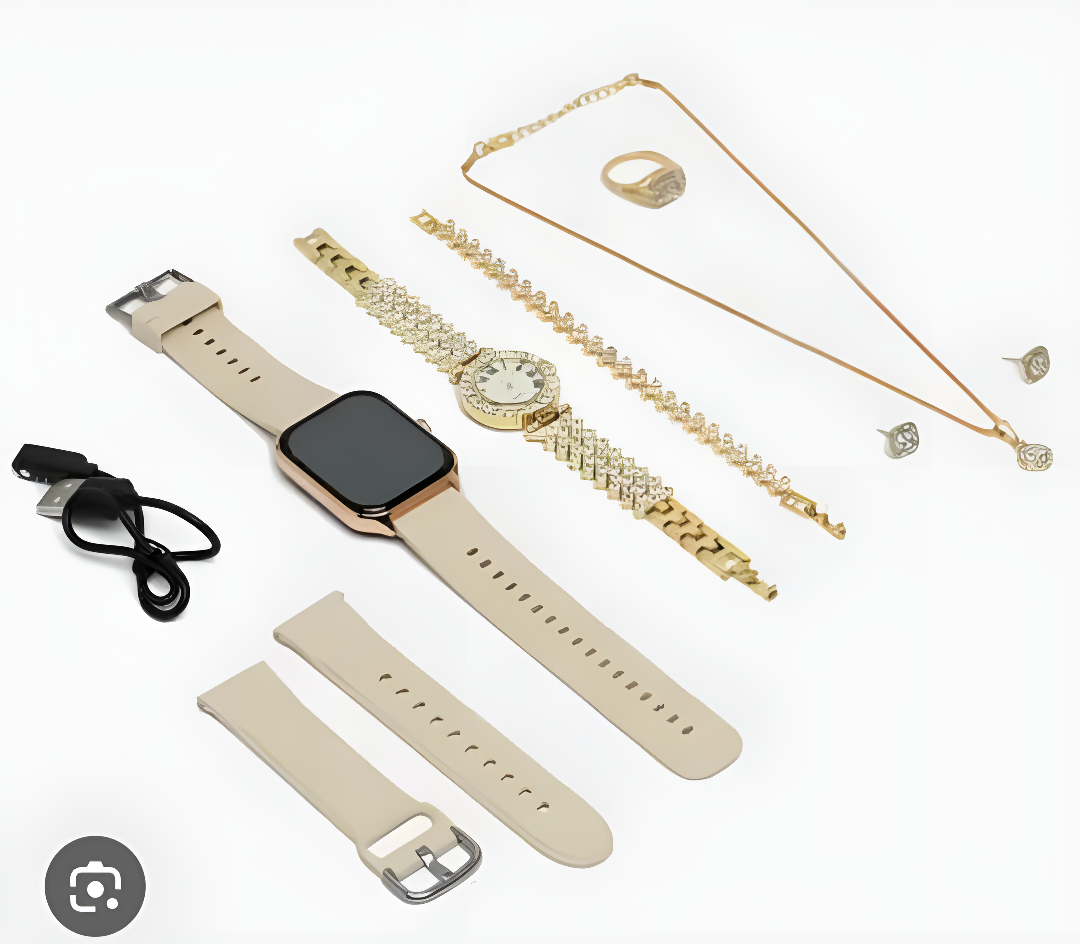 A58 Plus 6 in 1 Smartwatch For Women Best Quality Smart Watch For Girls Perfect For Gift Pink