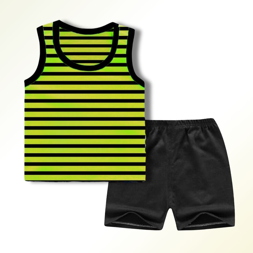 Kids Sandos & Shorts | Pack Of 3 | Printed Lines, Flowers & Doodles