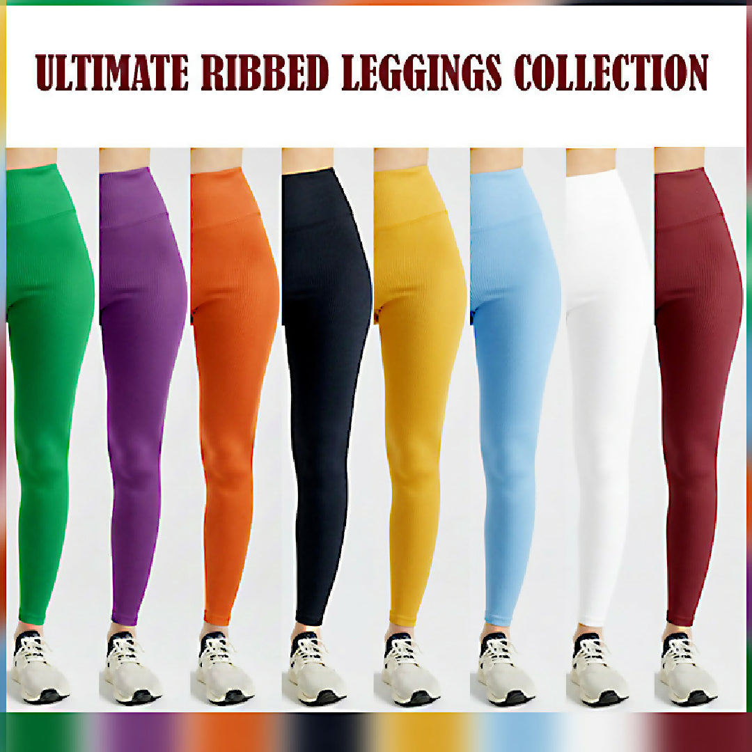 Women Comfort-Fit High-Waist Ribbed Activewear Leggings