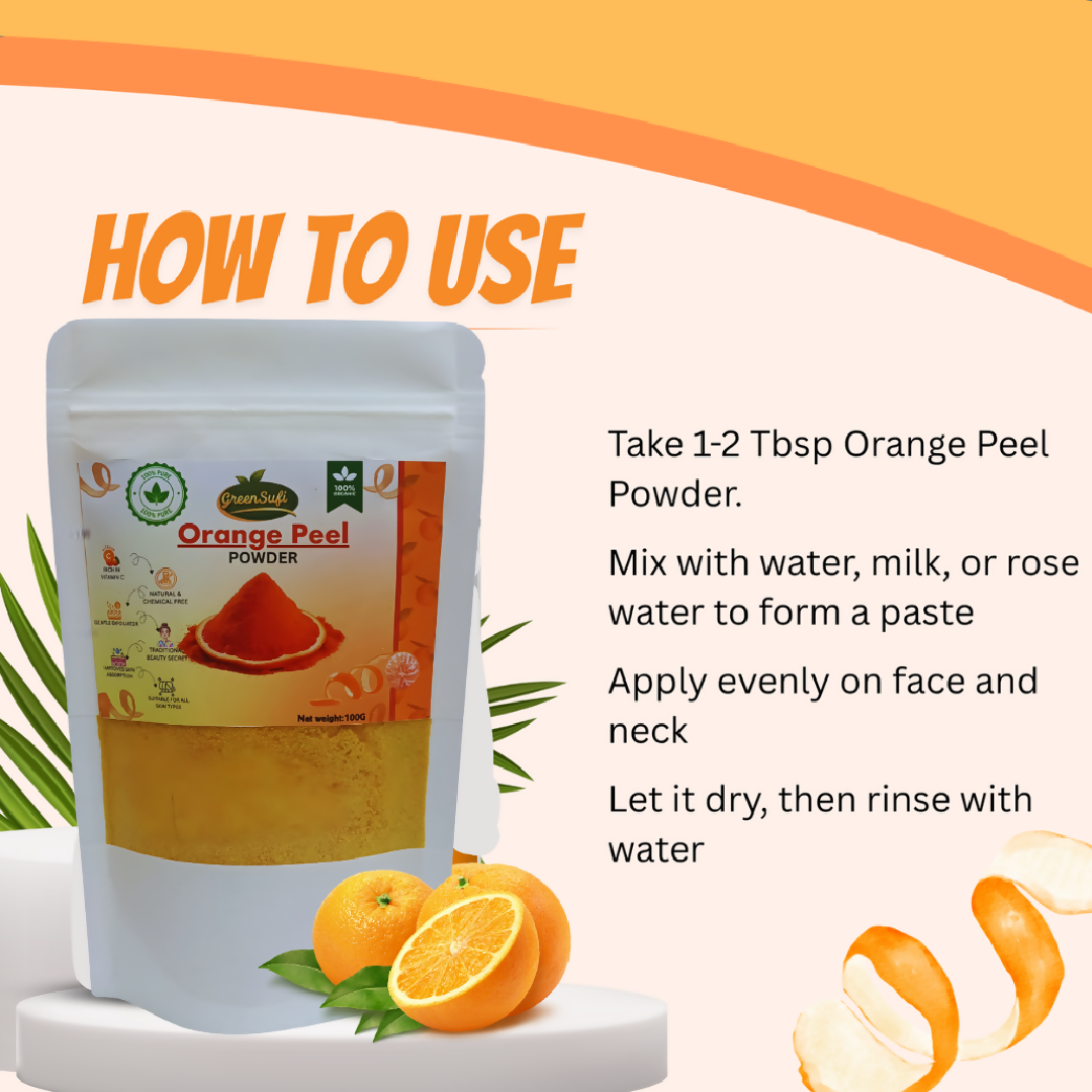 Green Sufi Organic Orange Peel Powder 100g For Skin Brightening Anti-Aging