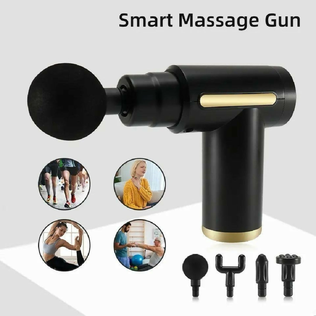 Professional Smart Percussion Massage Gun High-Intensity Deep Tissue Muscle Massager With 4 Interchangeable Heads