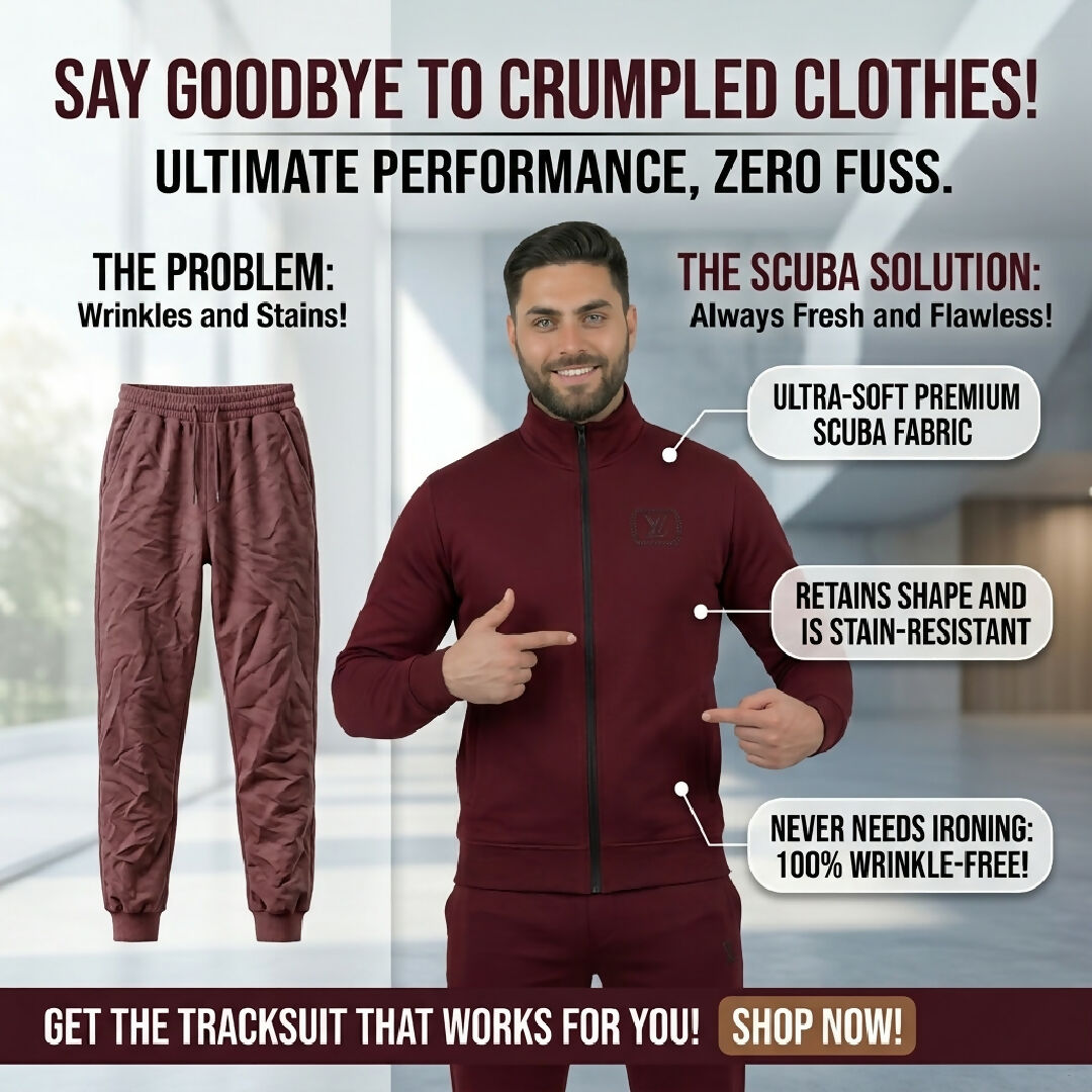 Premium Wrinkle Free Imported Scuba Tracksuit Heavyweight Soft Fabric