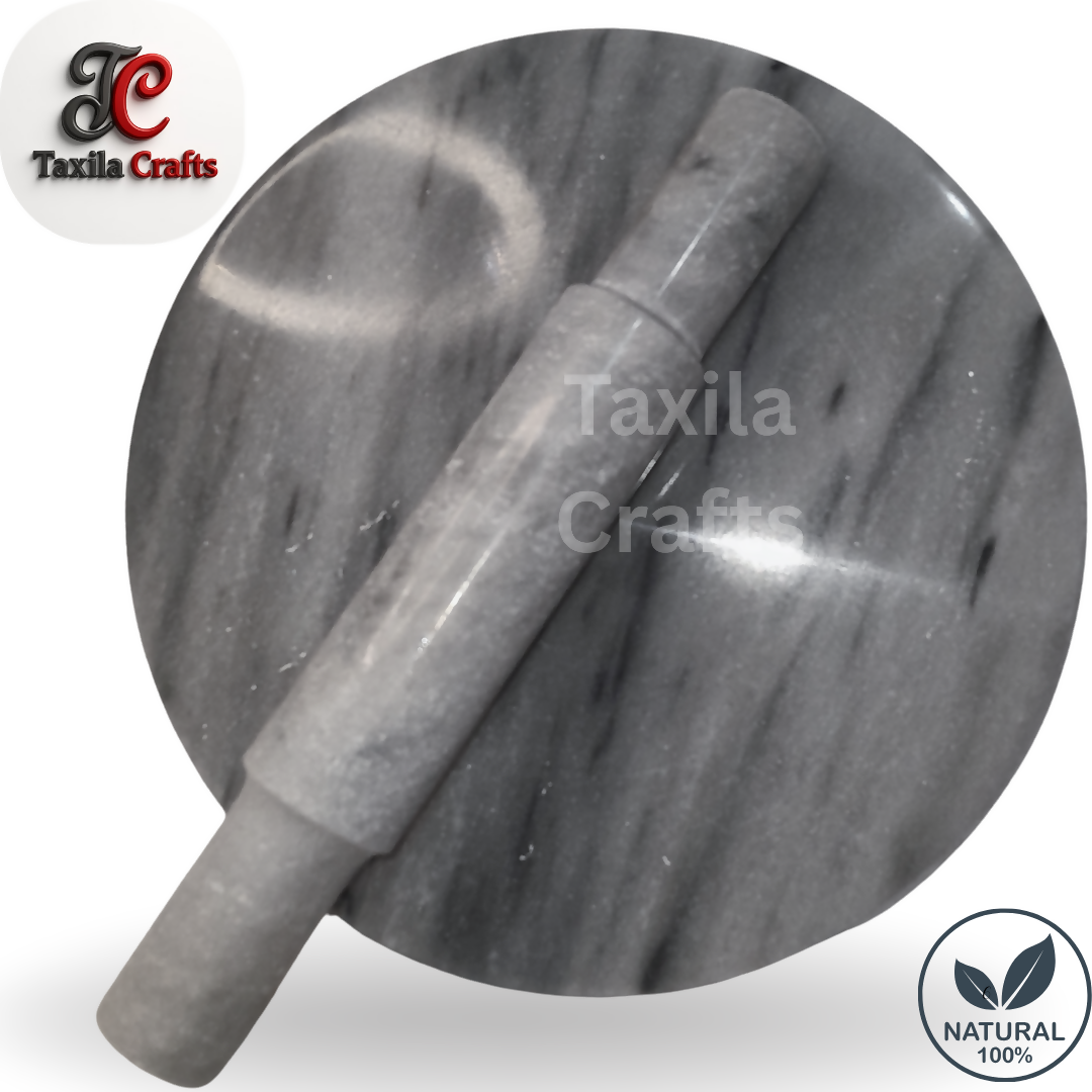 Marble Rolling Pin with Marble Chakla – Premium Natural Stone Roti Rolling Set (Regular Size)