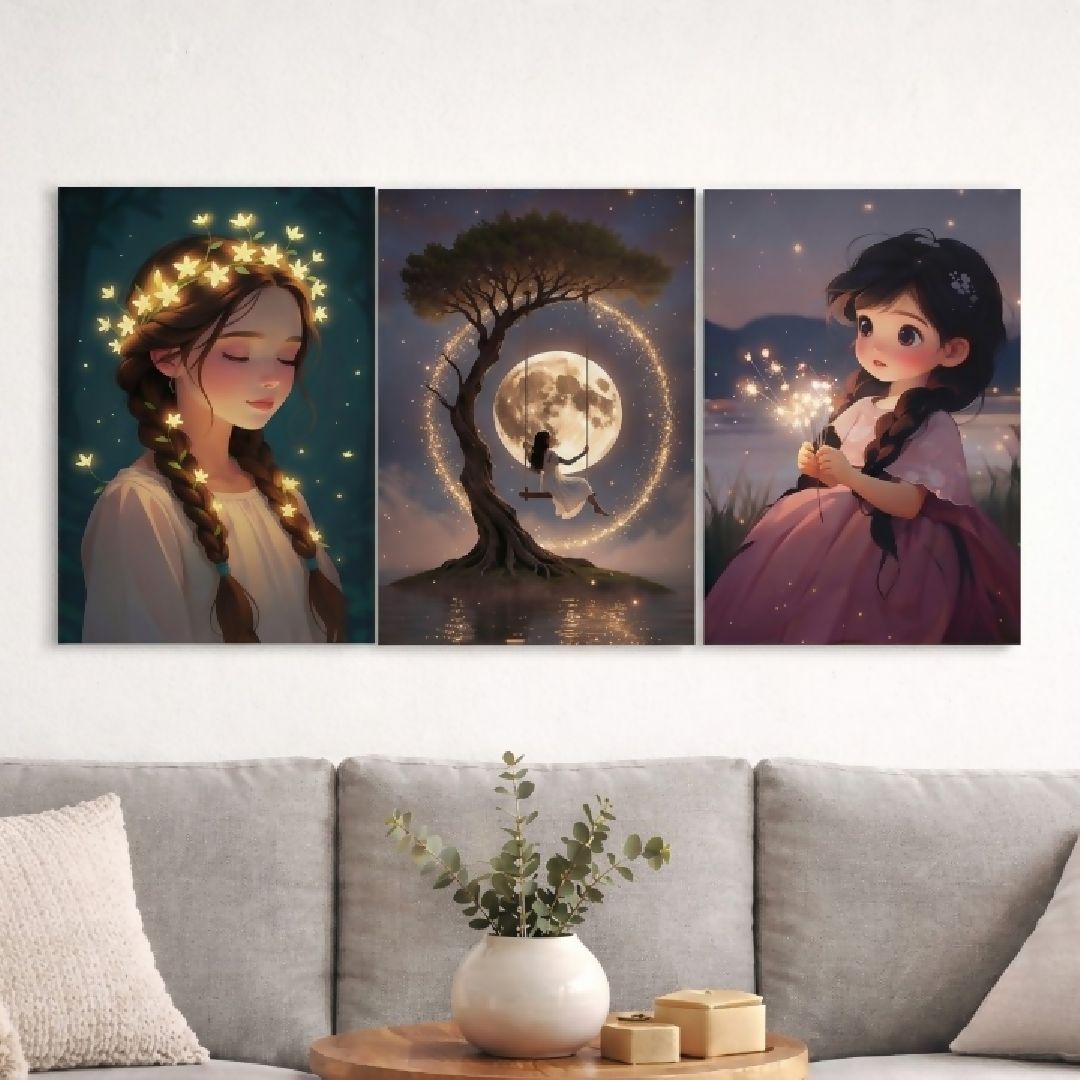 3-Frame-Wooden-Wall-Art-Set-8x11-Inch-Each-Self-Adhesive-Sticky-Tiles-with-Included-Tape-Easy-DIY-Wall-Decoration