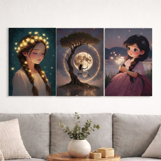 3-Frame-Wooden-Wall-Art-Set-8x11-Inch-Each-Self-Adhesive-Sticky-Tiles-with-Included-Tape-Easy-DIY-Wall-Decoration