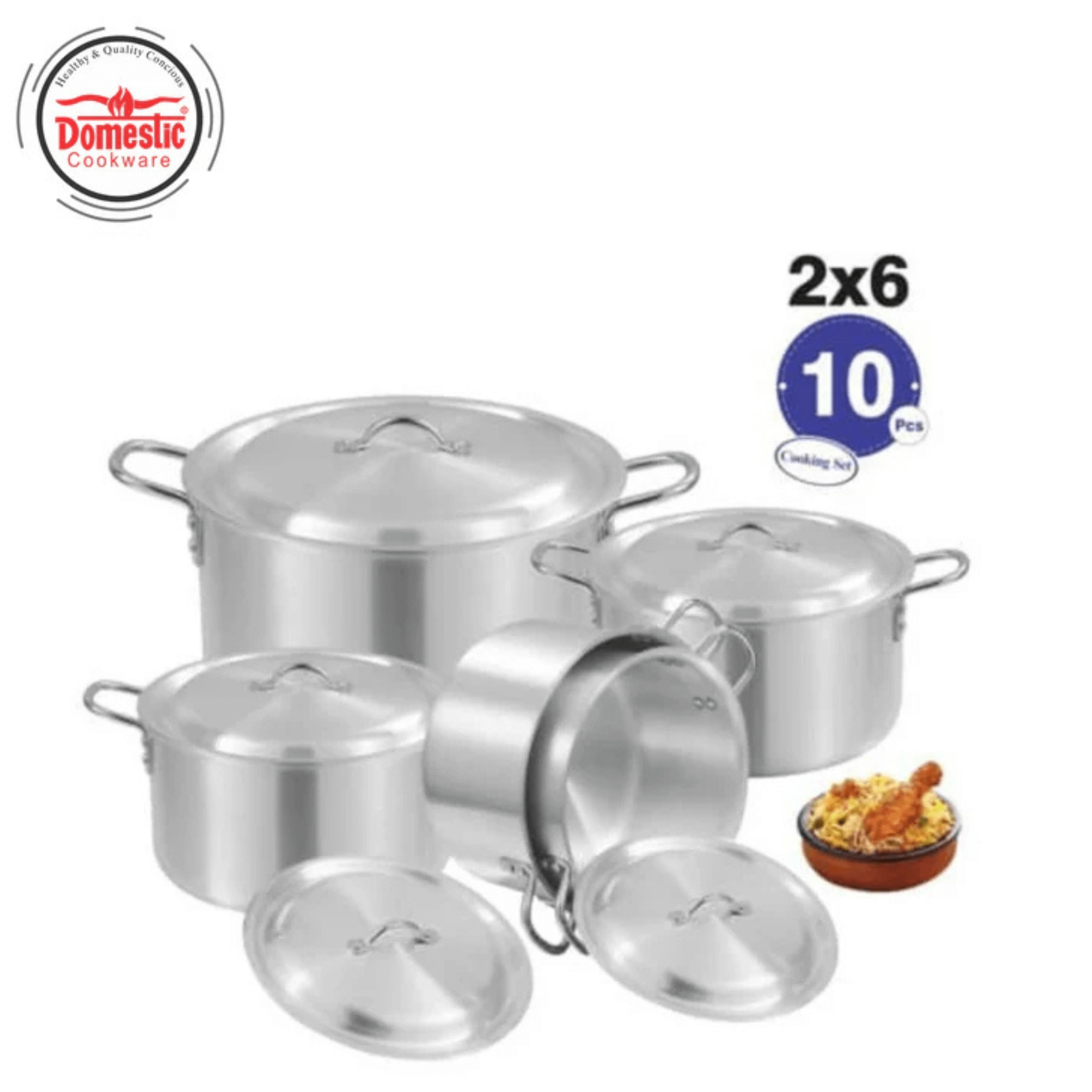 D 20 B AL Cooking Set 2x6 Metal Finish