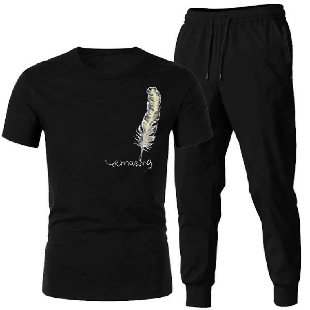 Tracksuit Amazing Trendy Smart black t shirt And Trouser For boys Men Fitness Training Muscle Workout Gym track suit for Men L