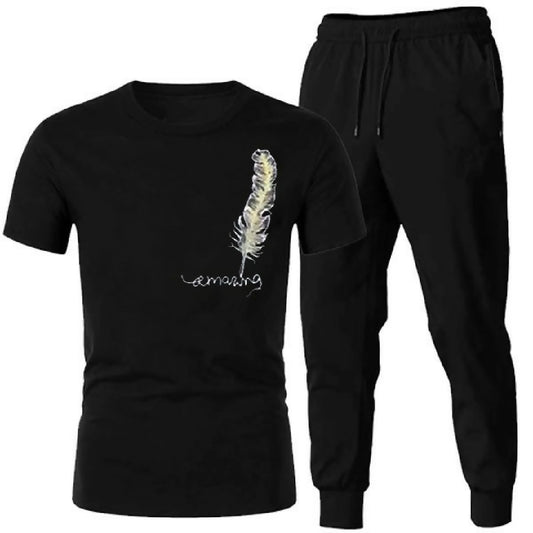 Tracksuit Amazing Trendy Smart black t shirt And Trouser For boys Men Fitness Training Muscle Workout Gym track suit for Men L