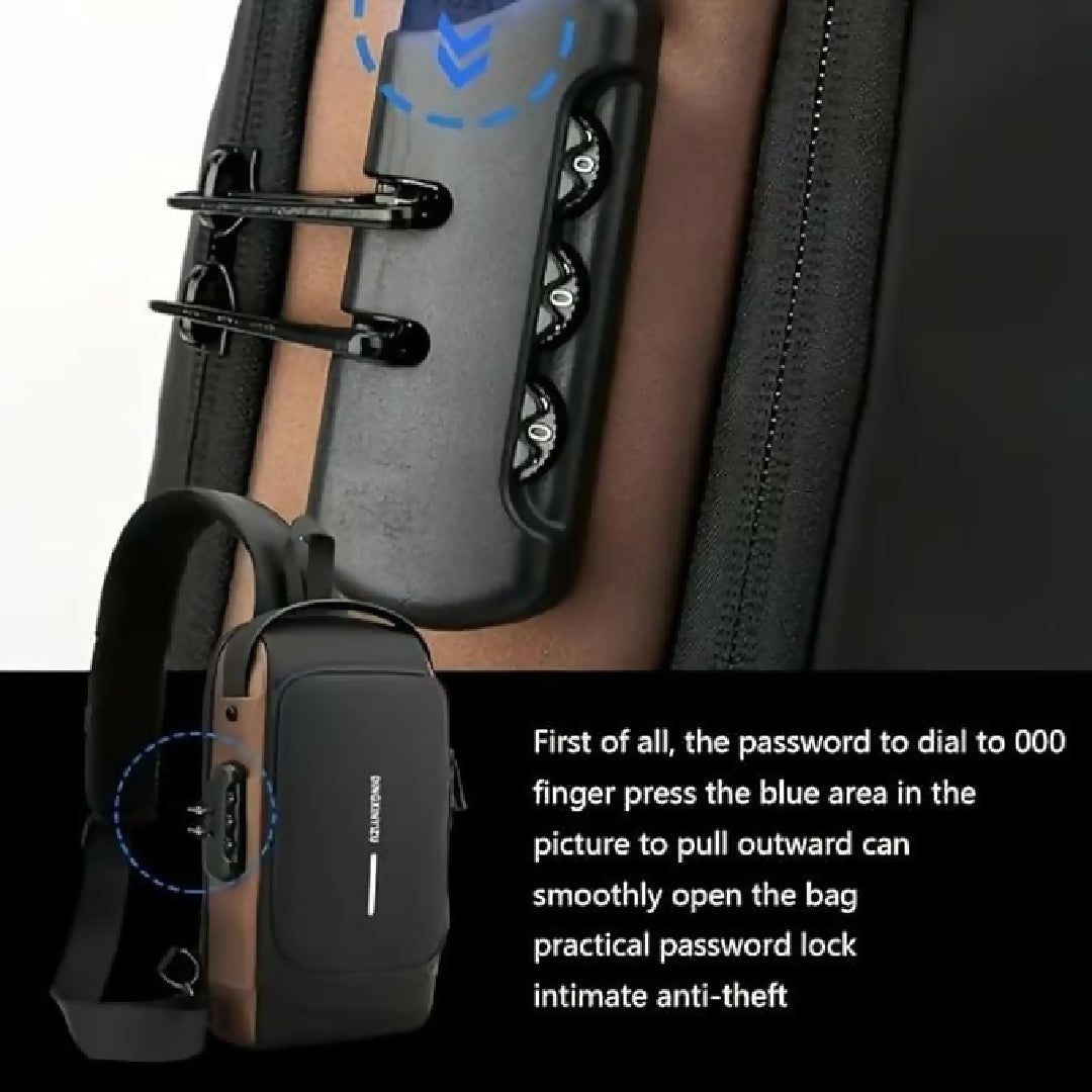 Chest Bag Multifunction Crossbody Sport Running Travel Sling Pack Anti theft USB Charge Shoulder Messenger Pack Luxury Brand Men