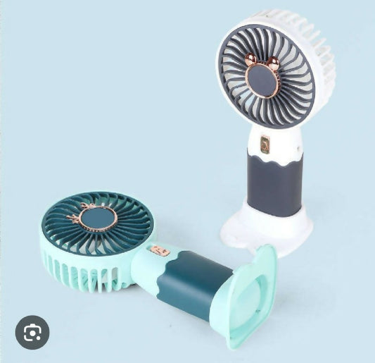 Mini Rechargeable Fan Grey white and Sea Green with Dark Green 1 Piece