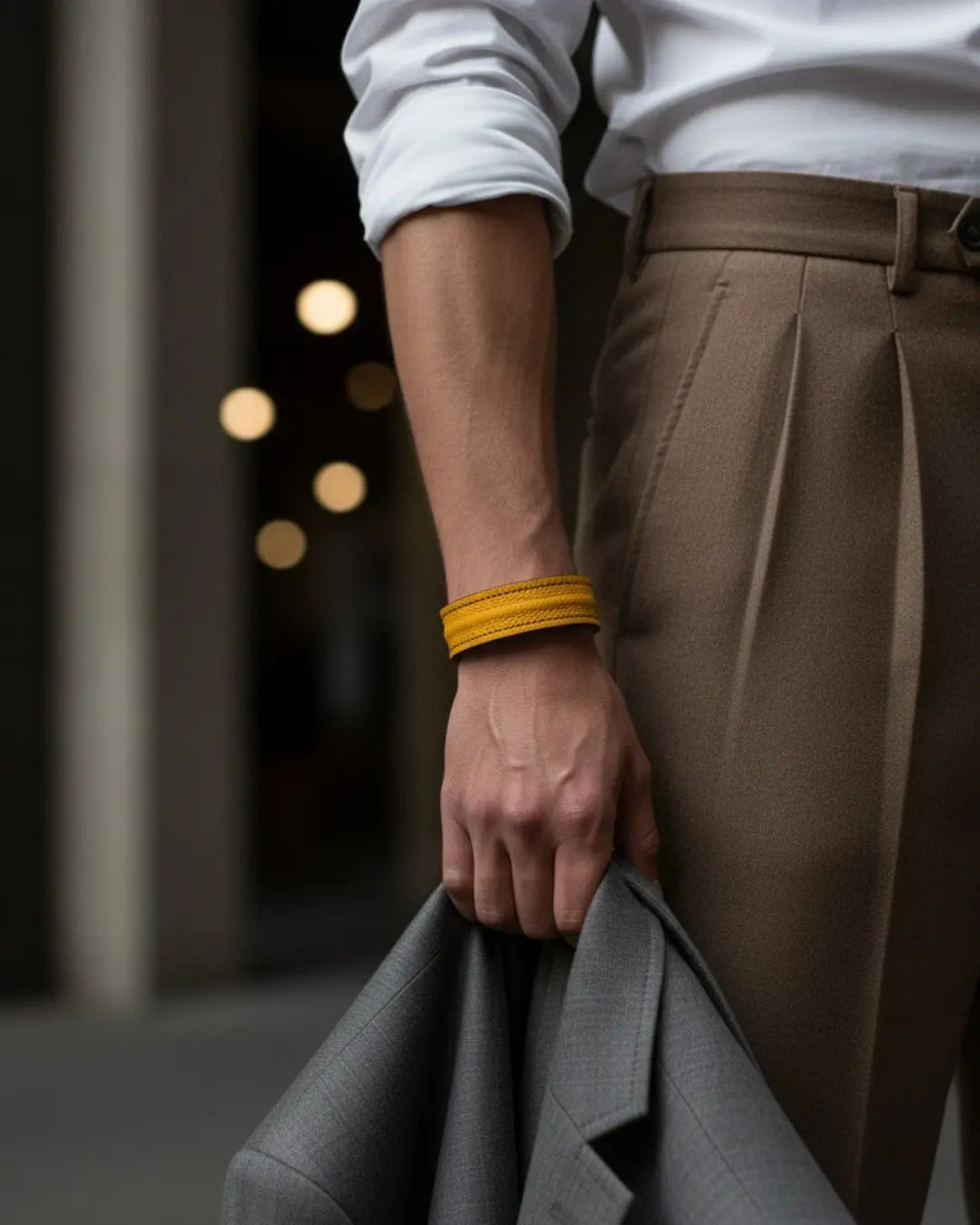 The Grit - Mustard Yellow - Kara Style Leather Bracelet / Leather Cuff