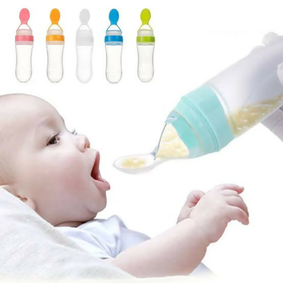 Baby Spoon Feeder Silicone Bottle Feeding Random Color