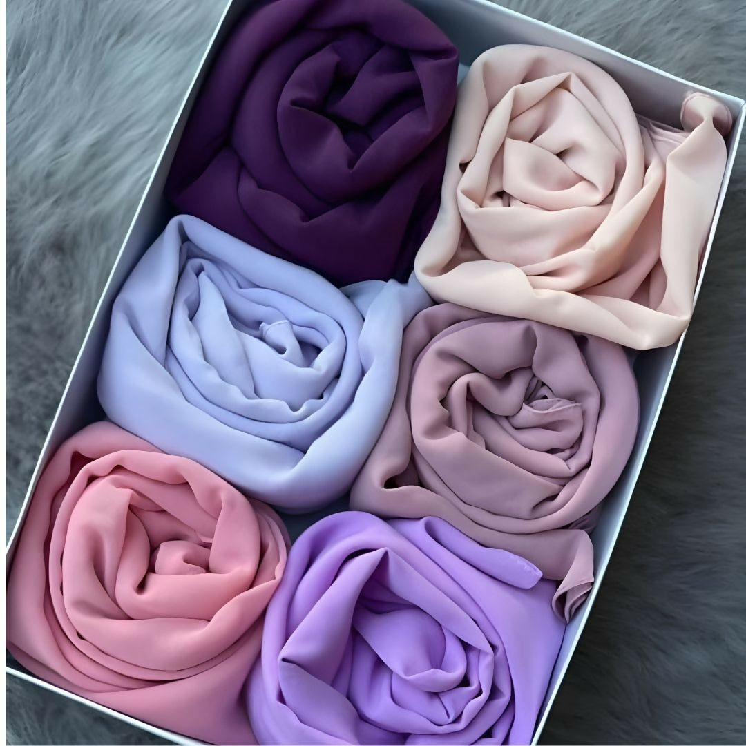 Haya Threads – Bundle of 6 Georgette Hijabs