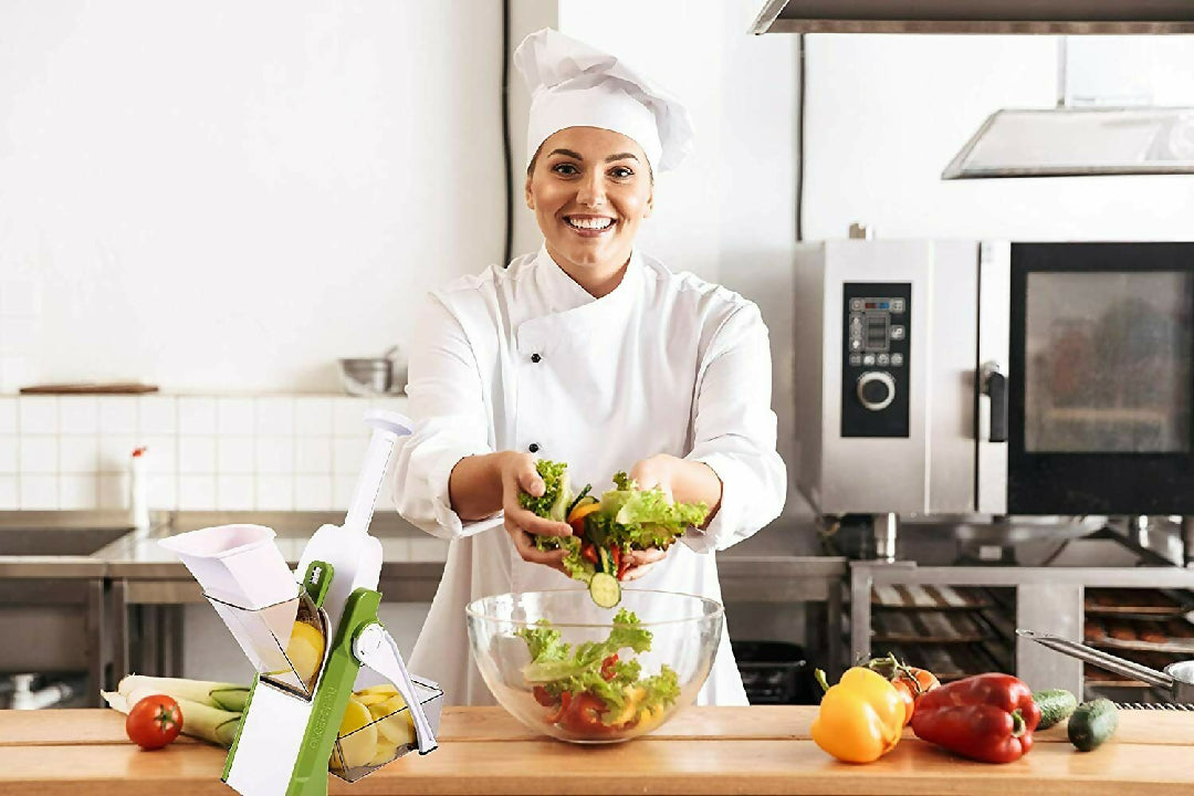 4 In 1 Vegetable Cutter Chopper Adjustable Multi-function Cutter Vertical Vegetable Cutter Kitchen Shredder Grater Artifact - Random Color