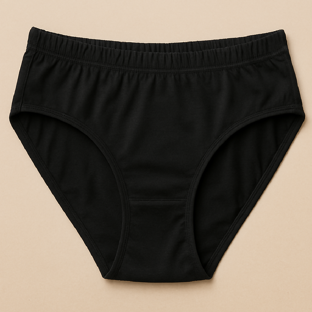 Jersey Plain Panty for Women - Lightweight Comfortable Soft Everyday Wear Underwear - Available in Sizes S M L Black - Large
