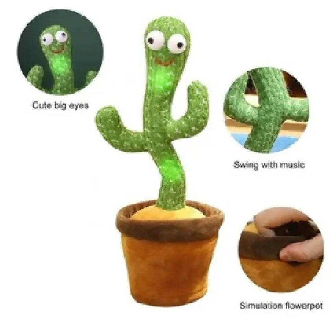 Dancing Cactus Toy - Talking Cactus - Tree Cactus Plush Toy for Children Kids Toddlers - Rechargeable Cactus Toys For Kids - With Box - With Cap