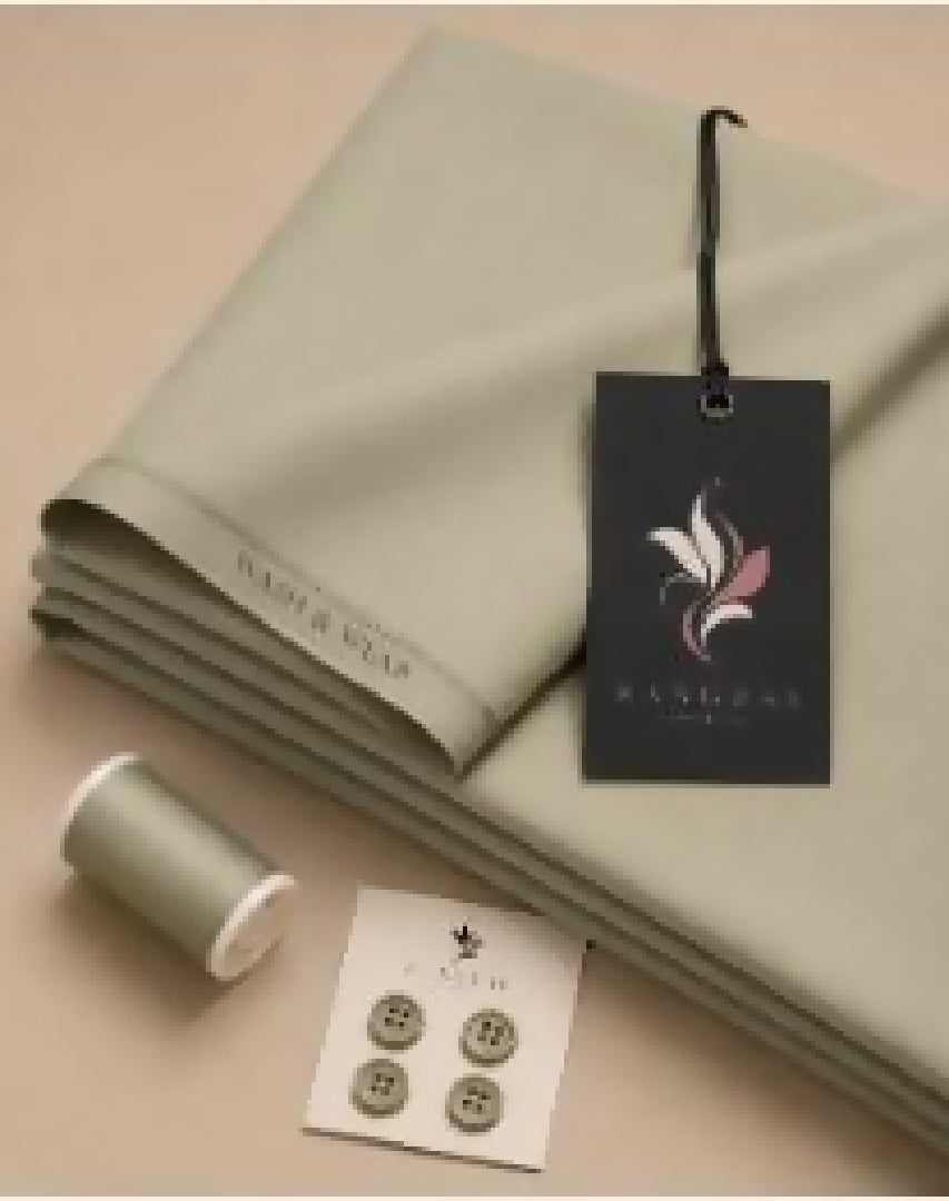 Olive Wash n Wear unstitched four meter fabric