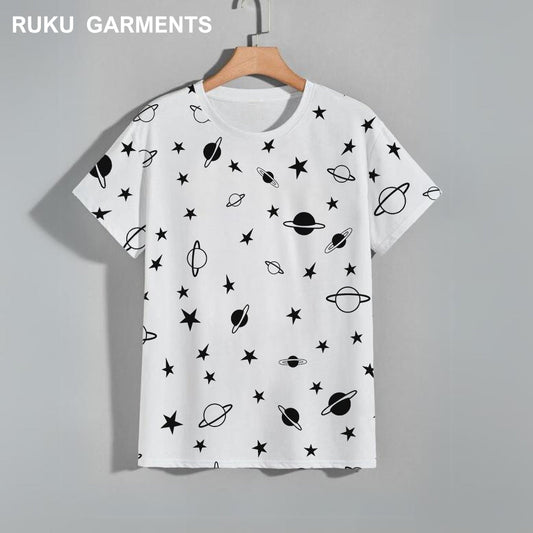 Short Sleeves All Over Printed Cotton Tees | Unisex