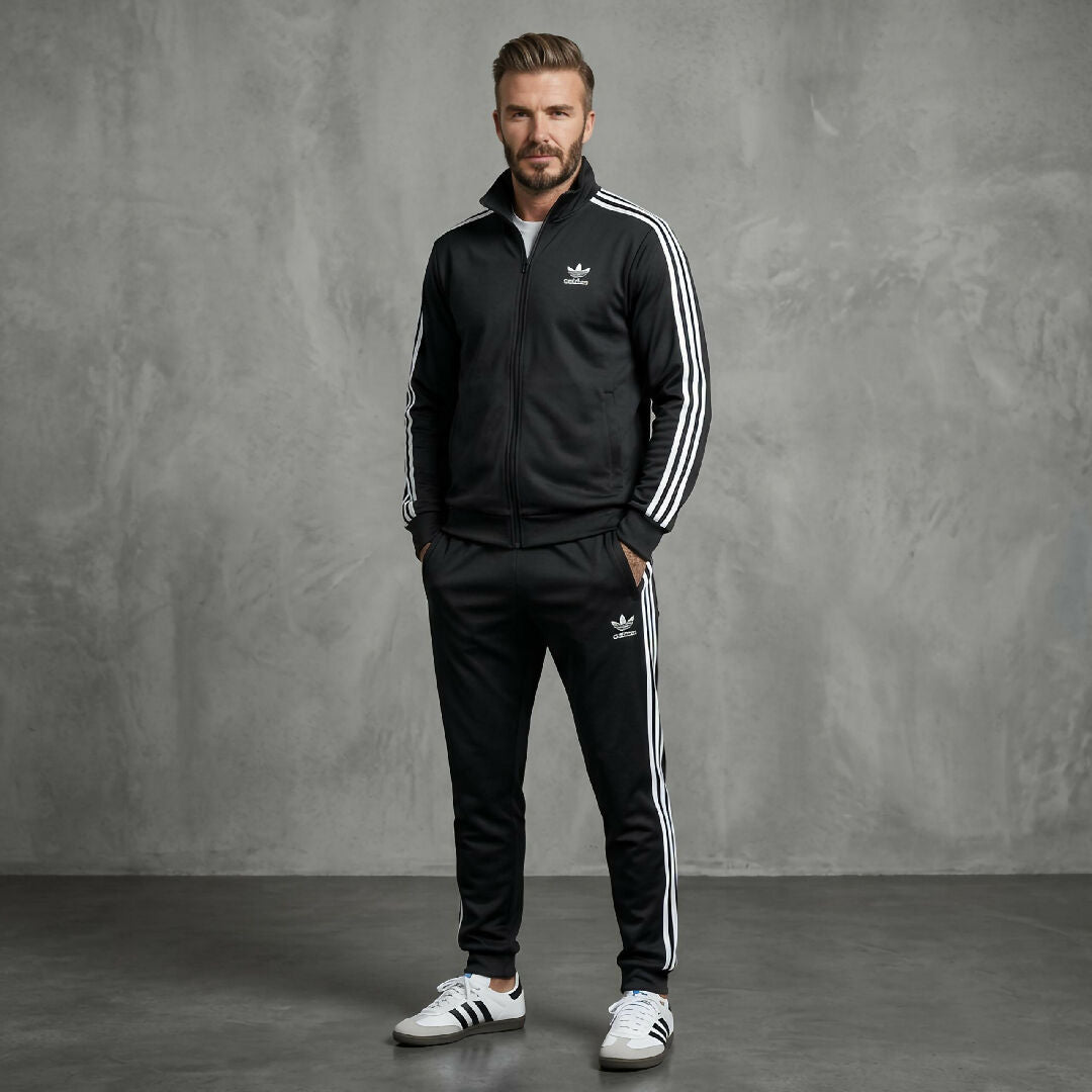 Luxury Mens 3 Stripe Scuba Tracksuit Set Ultra Soft Wrinkle Free Upper and Trouser