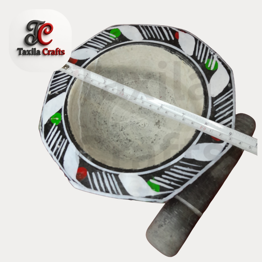 Taxila Crafts 9 Inch Taxila Hills Black Stone Mortar and Pestle Set with 8 Inch Stone Pestle