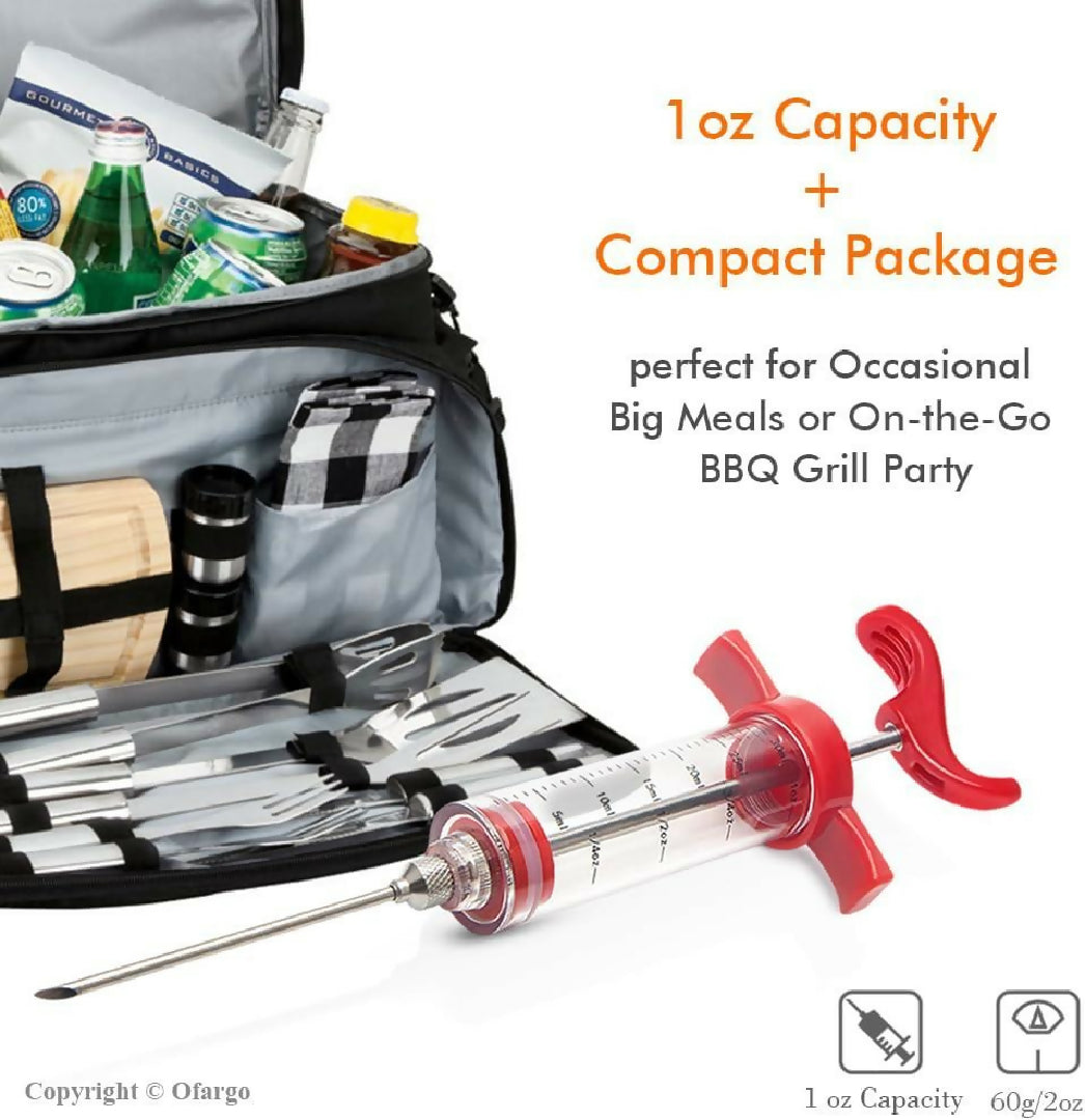 Meat Injector Syringe for BBQ Grill Premium Portable Turkey Injector kit for Smoker Marinades Injectors for Meats