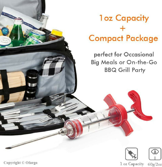 Meat Injector Syringe for BBQ Grill Premium Portable Turkey Injector kit for Smoker Marinades Injectors for Meats