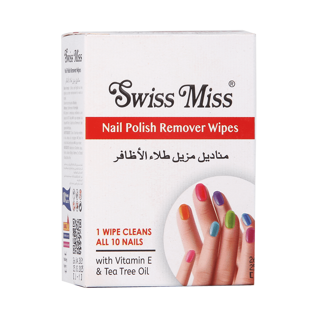 Nail Polish Remover Wipes 10Pcs; Swiss Miss Nail Polish Remover Wipes  Acetone Free Vitamin E Enriched and Moisturizing Formula
