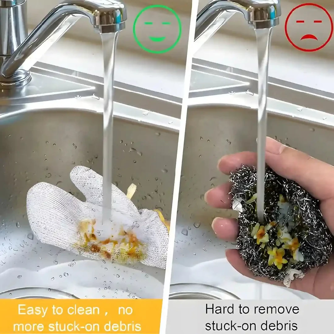 1 pcs Multipurpose Wire Dishwashing Gloves - Dishwashing Rags for Wet and Dry - Steel Wire Miracle Cleaning Cloth with Glove Shape - Non-Scratch Wire Dish Cloths - Anti-heat Aluminium Gloves