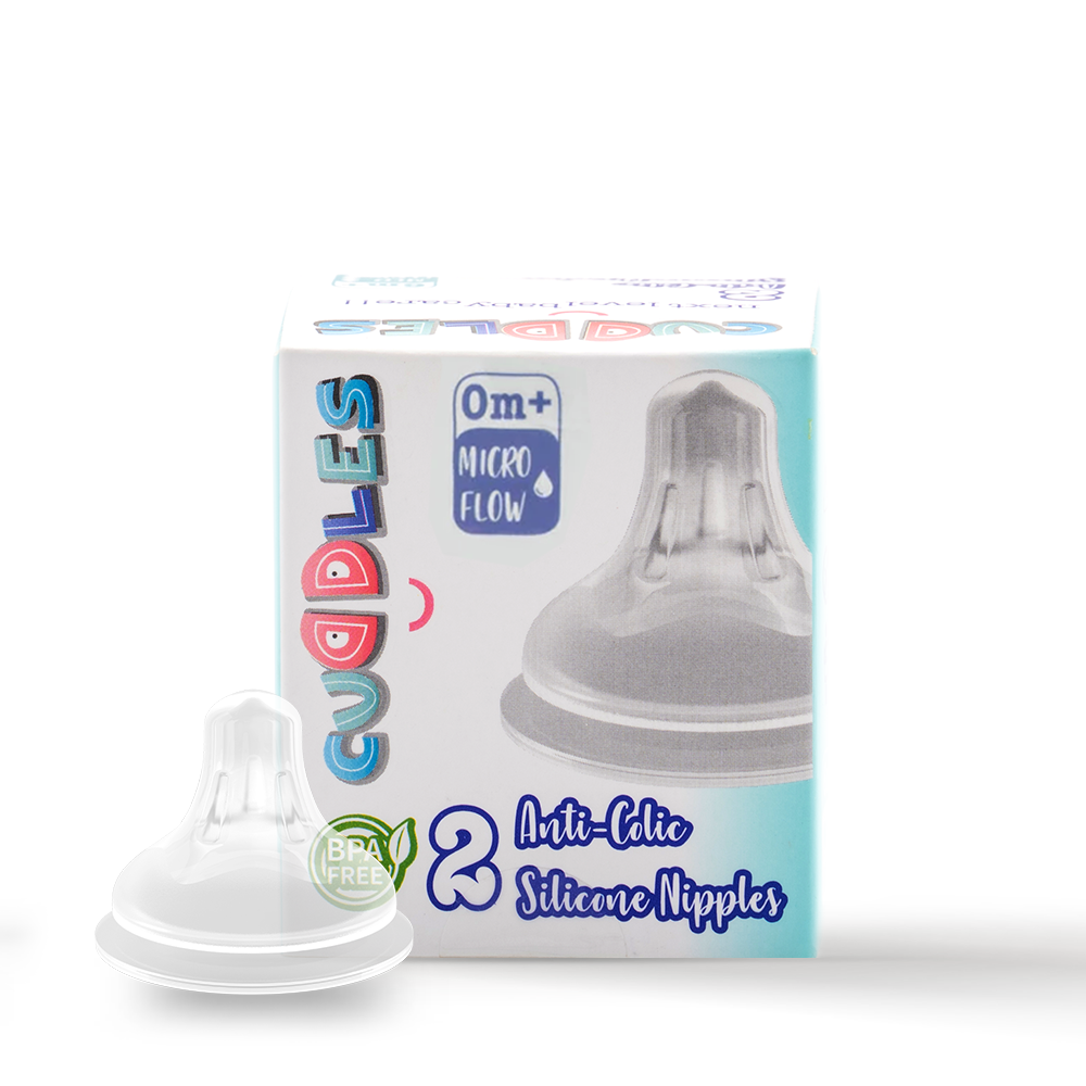Cuddles Pack of 2 Anticolic Nipple 0m+ Micro Flow