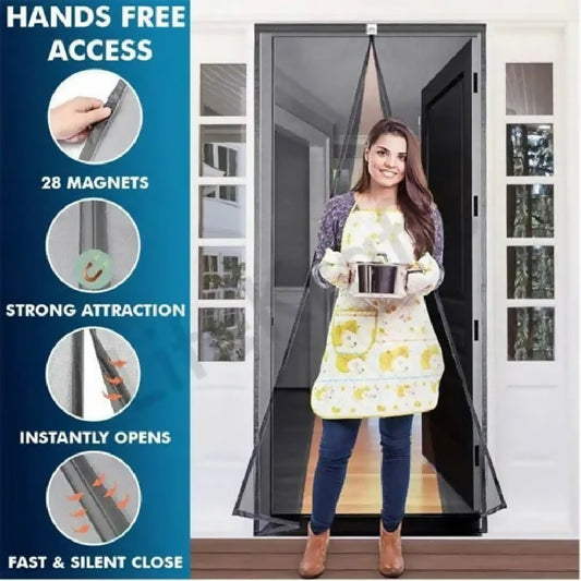 Magic Mesh Deluxe Hands Free Magnetic Screen Door Mesh Curtain Keeps Bugs Out