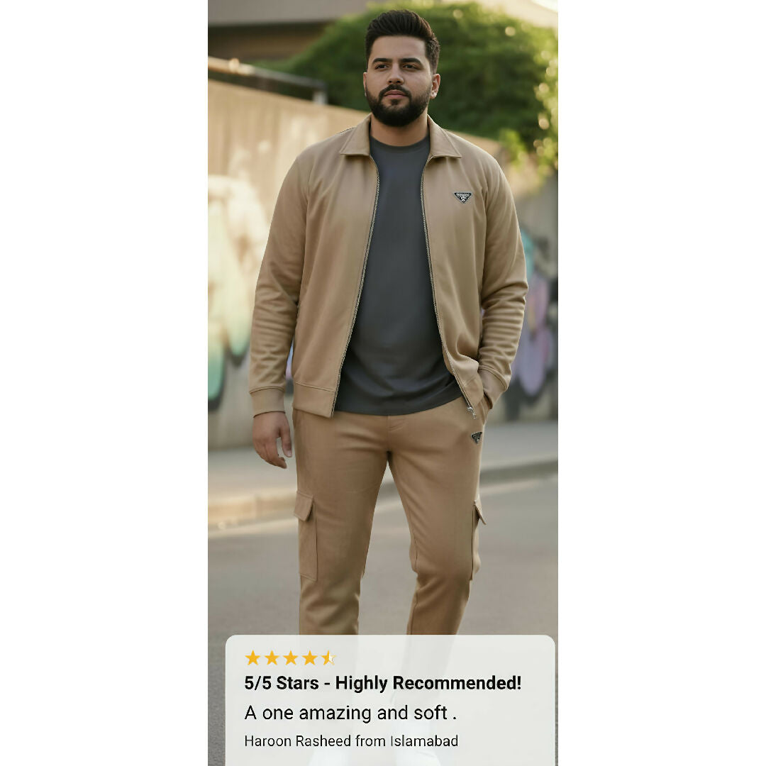 Mens Premium Suede Scuba 4 Pocket Cargo Tracksuit 320 GSM