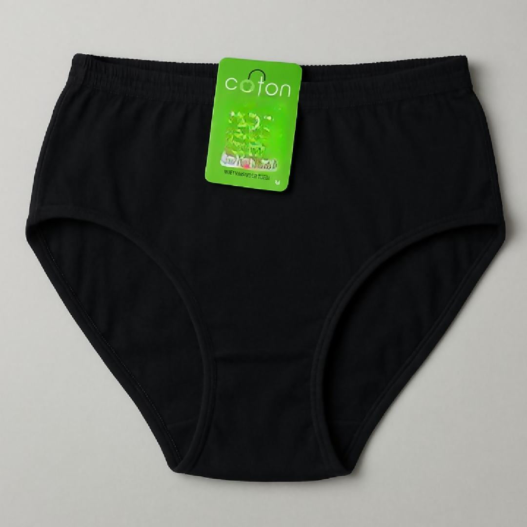 Malai Soft Fabric Underwear for Women - High Quality Comfortable Lightweight Everyday Panty in Black - Sizes S M L - Large