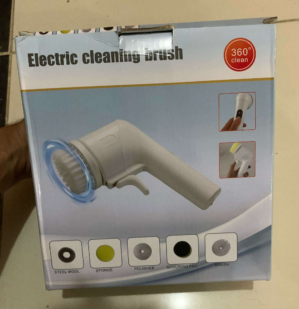 Electric Cleaning Brush With Multiple Attachments For Efficient Home Cleaning 360 Rotating Scrubber With Sponge Brush And Steel Wool Heads