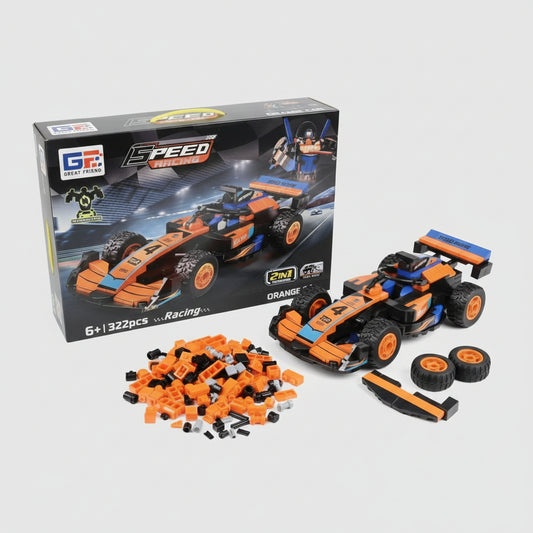 2 In 1 Transforming Racing Car Building Blocks Set Orange