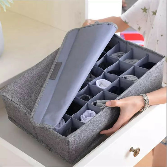 Socks Organizer - Drawer Organizer Divider Underwear Organizer - 24 Cell Collapsible Closet Cabinet