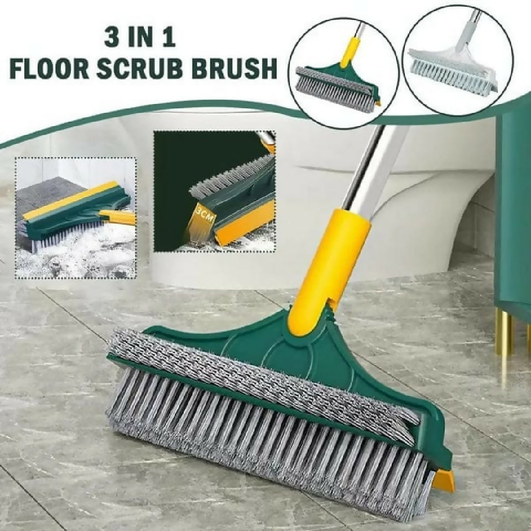 3 In 1 Floor Scrub Brush With Long Handle - Household Cleaning Brush - Random Color