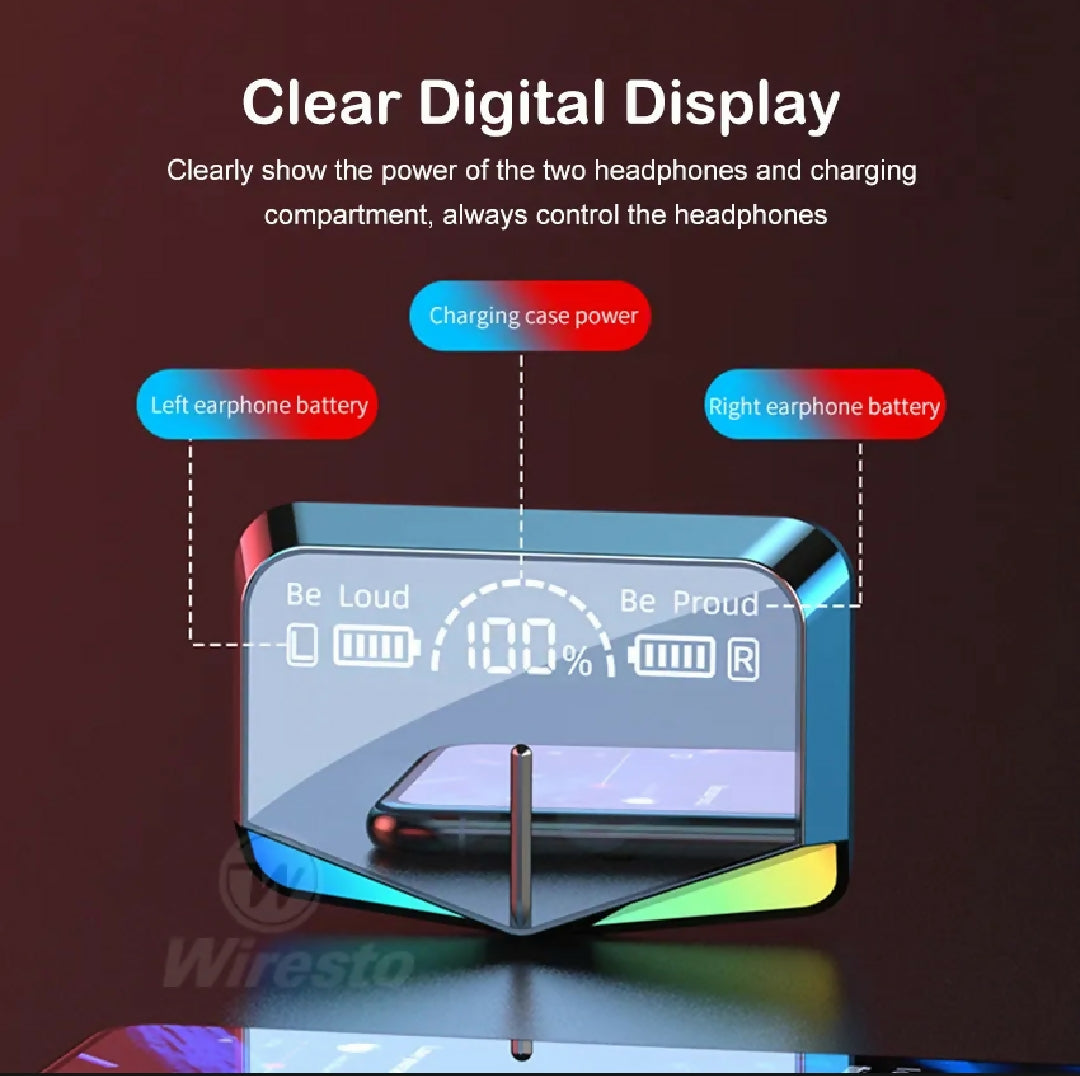 M28 Tws Gaming Wireless Earbuds Type C Led Display Stereo