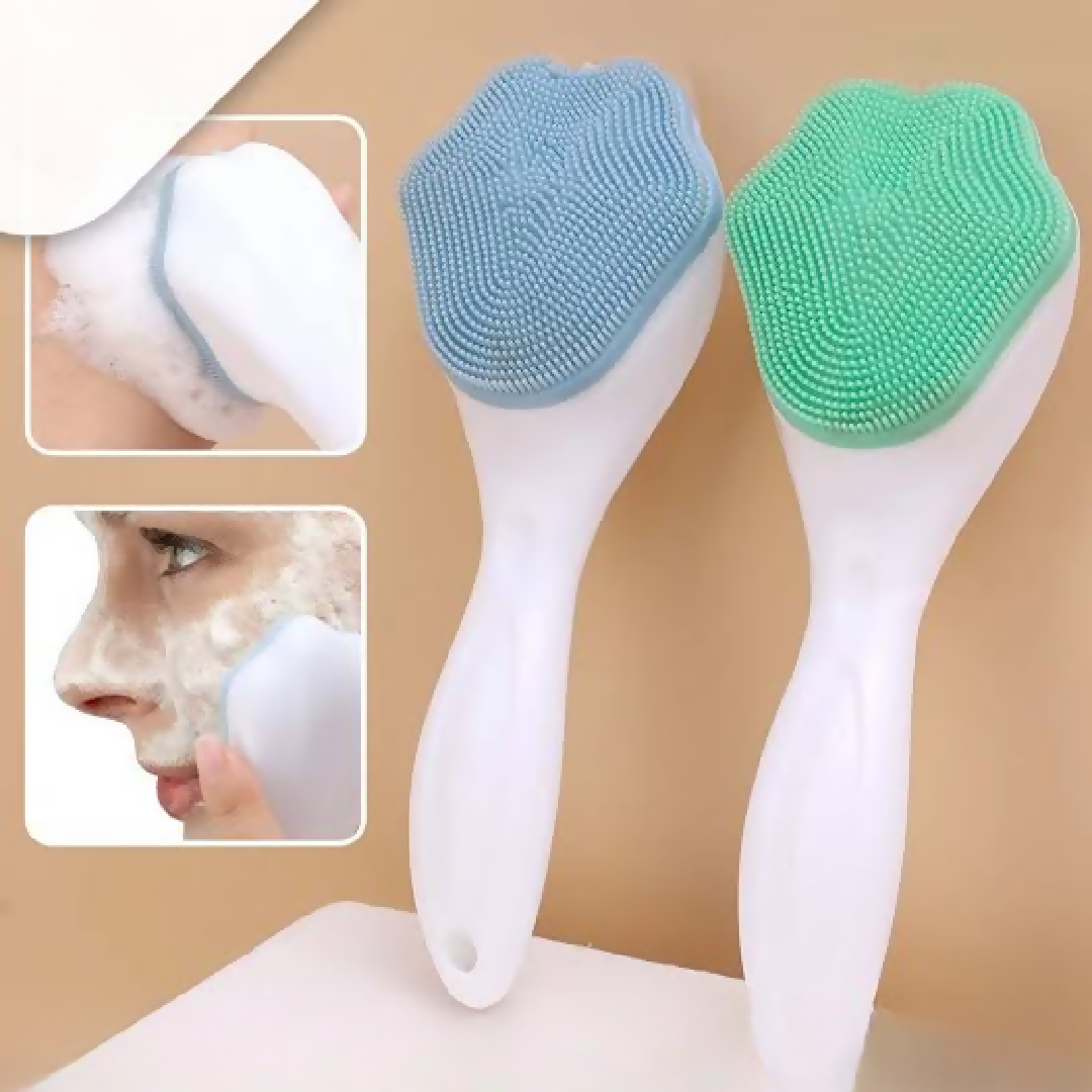 3 in 1 Silicone Bath Skincare Value Bundle Shower Brush Back Scrubber Face Cleansing Brush Set